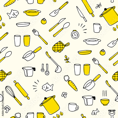 手描きのキッチンツールのパターン