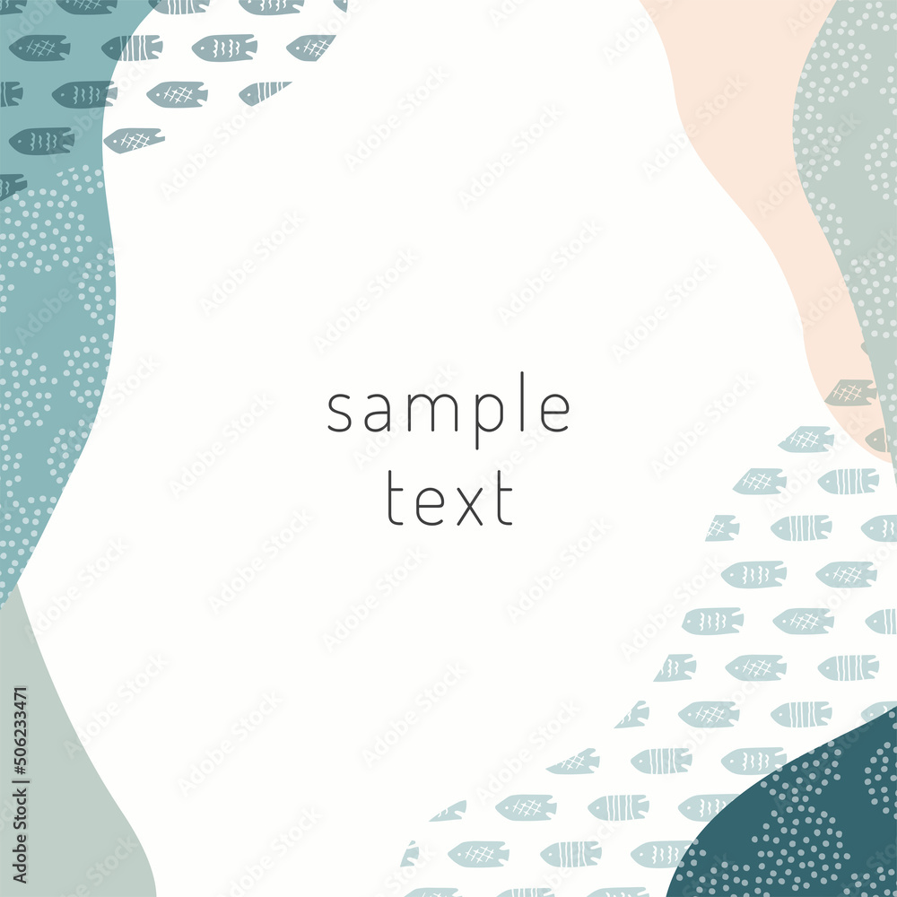 魚と抽象モチーフのフレーム・背景素材