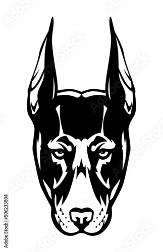 Doberman Pinscher Dog Head Illustration