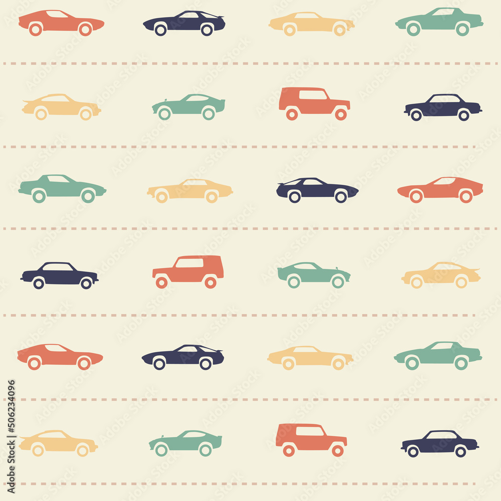 seamless pattern with colorful little cars