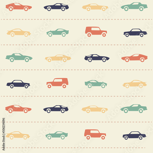 seamless pattern with colorful little cars