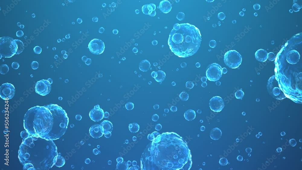 Soap bubbles slowly fly on a blue background Soap bubbles slowly fly on a blue background