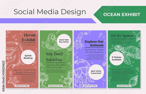 Internet network post set with ocean exhibit promo