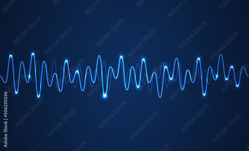 Blue digital equalizer background. Sound wave background