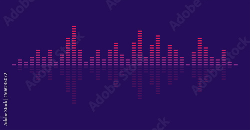 Waves of the equalizer on purple background