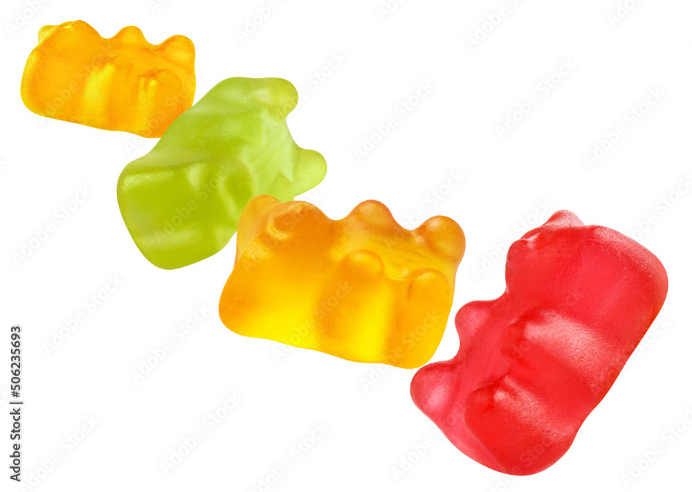 Tasty gummy jelly bears, isolated on white background Tasty gummy jelly bears, isolated on white background
