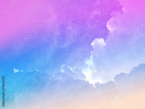 beauty sweet pastel violet orange colorful with fluffy clouds on sky. multi color rainbow image. abstract fantasy growing lights