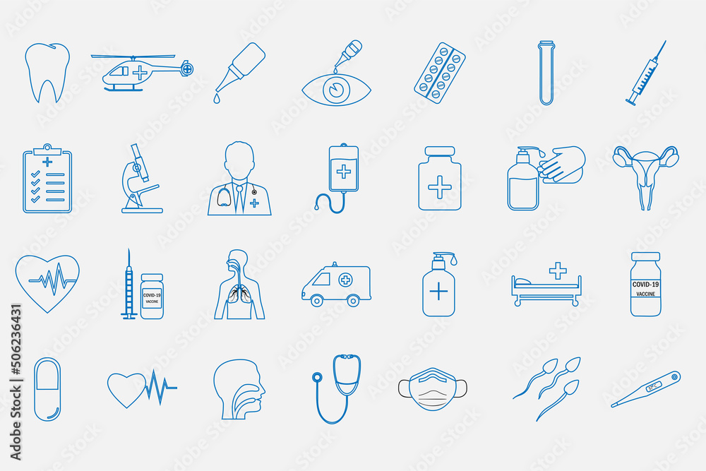Healthcare, medical icon set. Vector illustration.