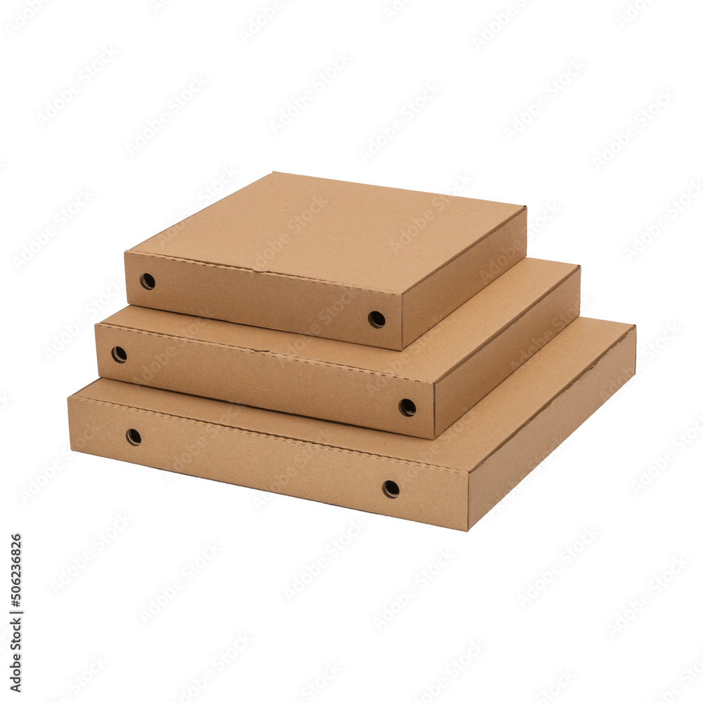 boxes for pies and pizza with brown corrugated cardboard