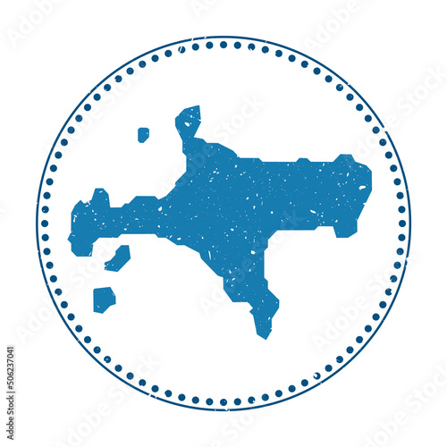 Ko Mak sticker. Travel rubber stamp with map of island, vector illustration. Can be used as insignia, logotype, label, sticker or badge of the Ko Mak.