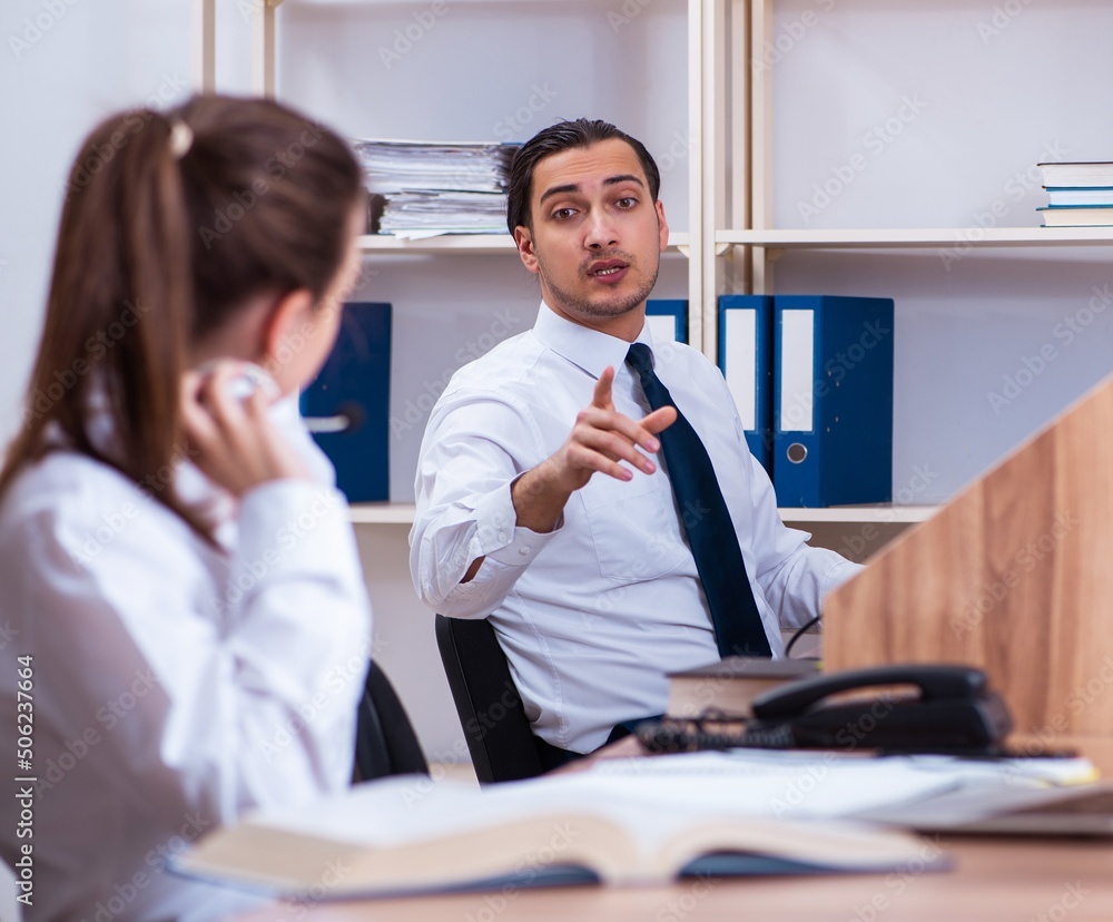 Fototapeta premium Call center operators working in the office