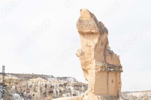 Big Cave houses in cones sand hills. National Park in Cappadocia Turkey