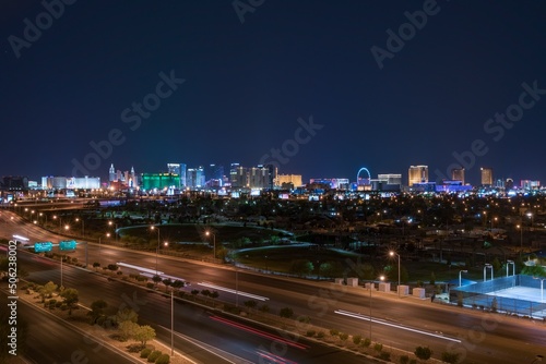 Nevada USA City of Las Vegas Skyline and Cityscape at Night.