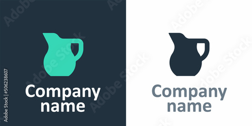 Logotype Jug glass with milk icon isolated on white background. Kettle for milk. Glass decanter with drinking milk. Logo design template element. Vector