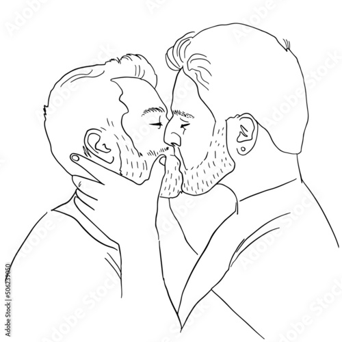 Homosexual couple, gay men are kissing. LGBT rights, free love design concept. Vector illustration