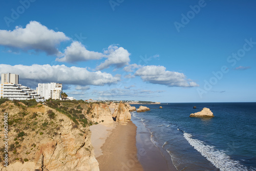 Beautiful view of the Portimao coastline. Algarve region, Portugal