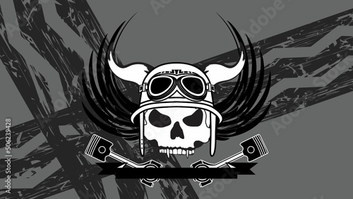 biker skull tattoo illustration background in vector format