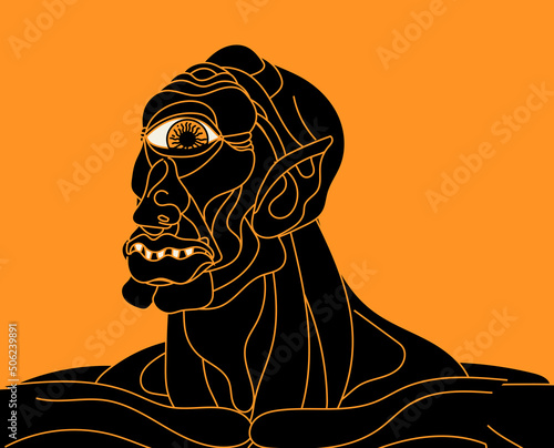 A greek mythology monster a giant titan cyclop.