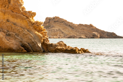 Wild rock formations on the water on the island of Cephalonia in Greece