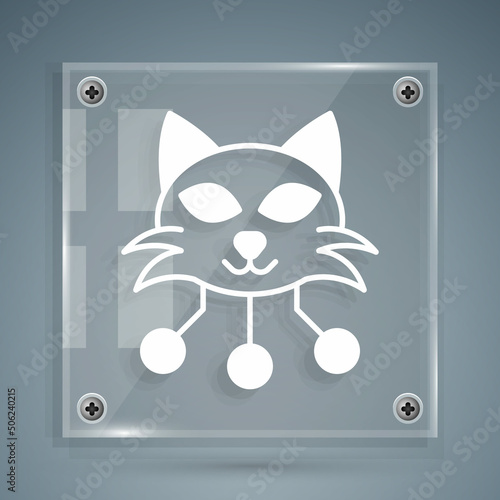 White NFT Digital crypto art icon isolated on grey background. Non fungible token. Square glass panels. Vector