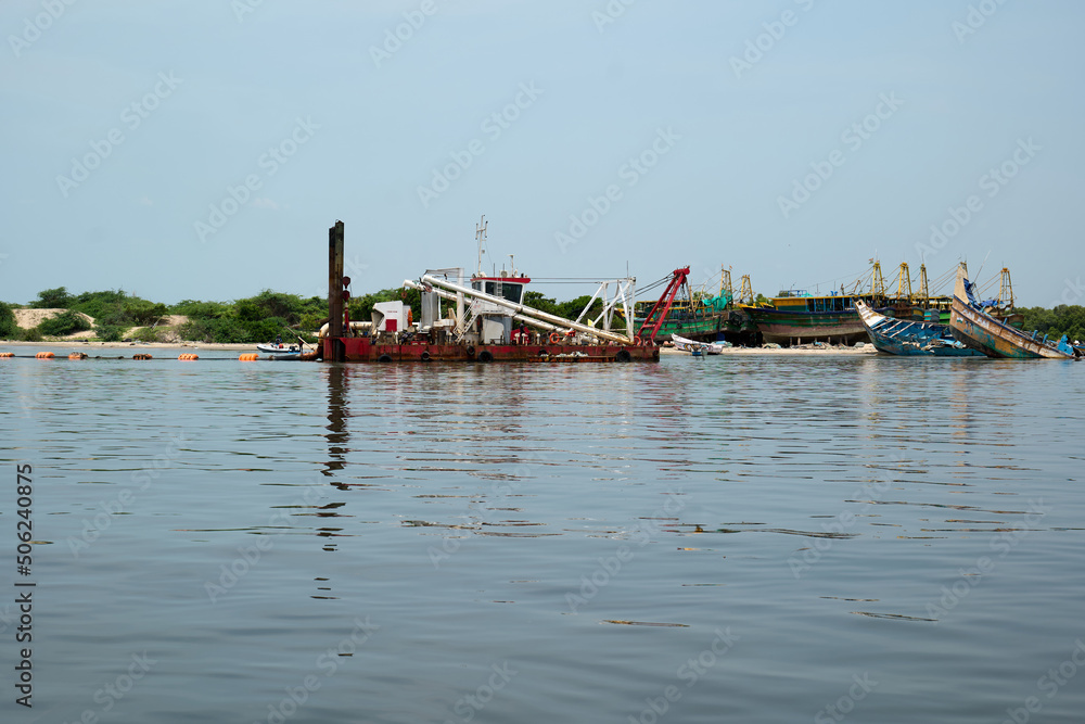 Hopper dredger at coastal Area
