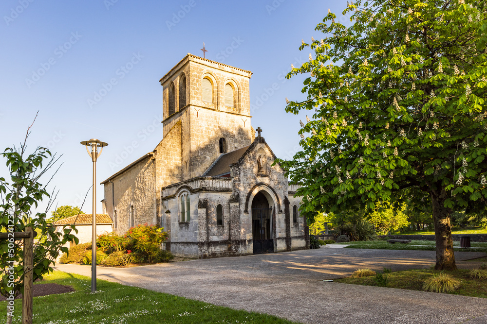 Beatiful little church in suburb city Bordeaux in Nouvelle-Aquitaine region in southwest of France