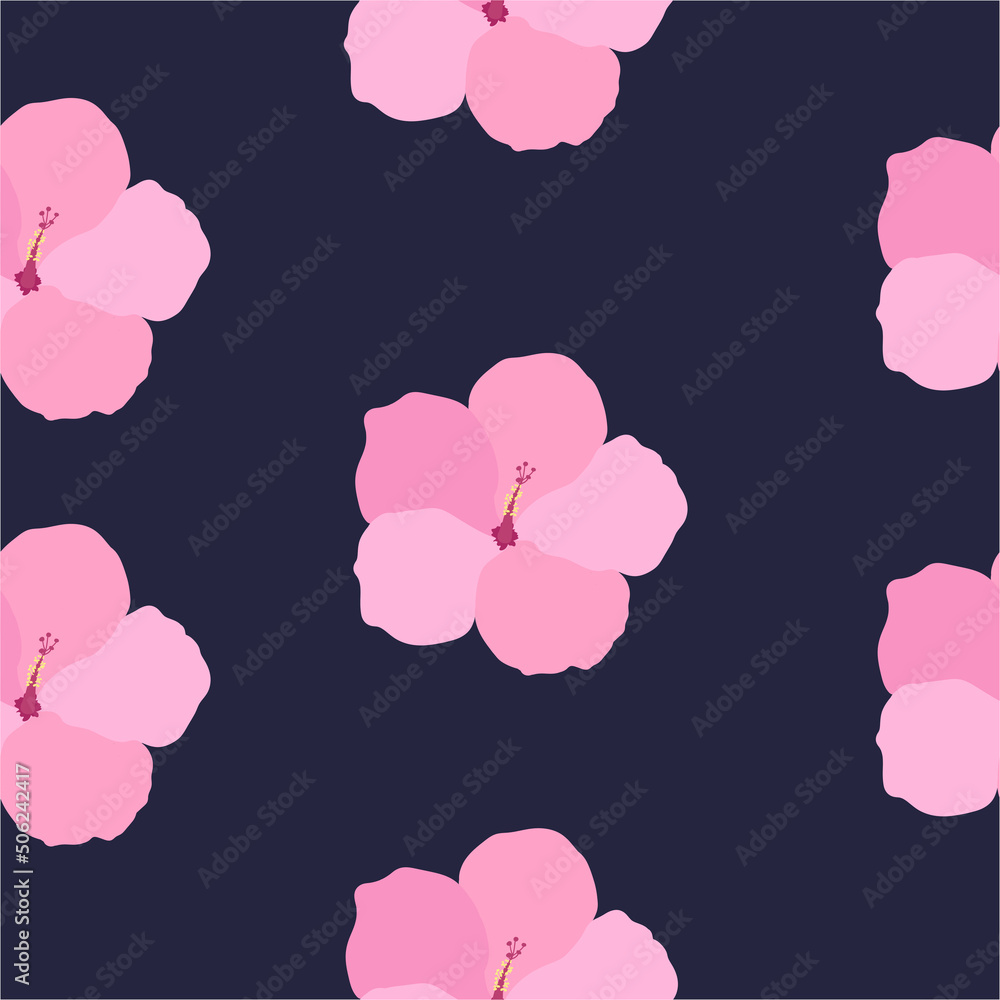 Naklejka premium Beautiful hibiscus flowers Vector set of blooming tropical floral for holiday invitations, greeting card and fashion design Tropicania and exoticism