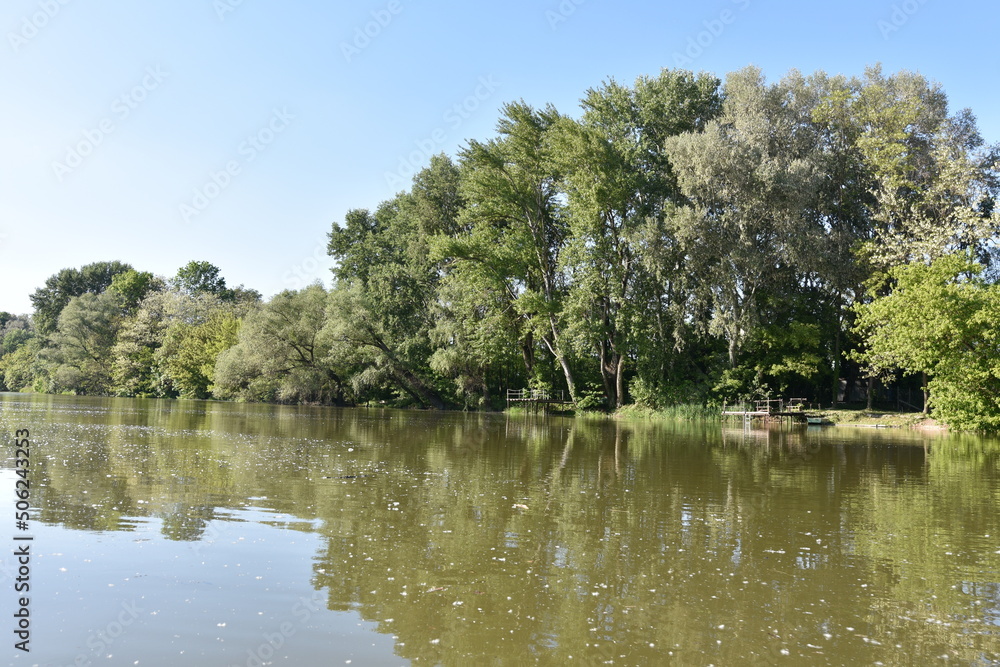 Fototapeta premium Danube River, on the Slovak-Hungarian border,