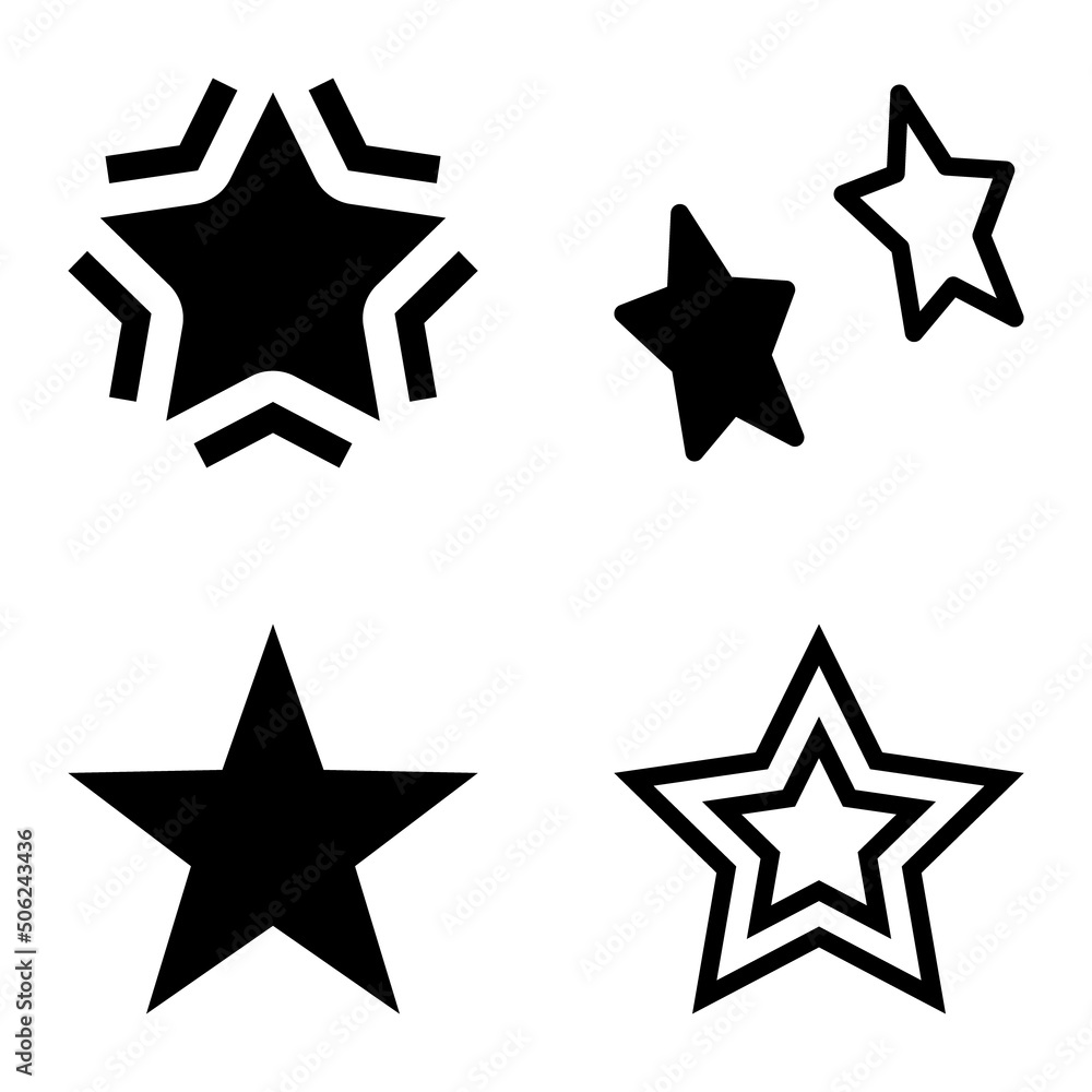 Stars Flat Icon Set Isolated On White Background Stars Flat Icon Set Isolated On White Background