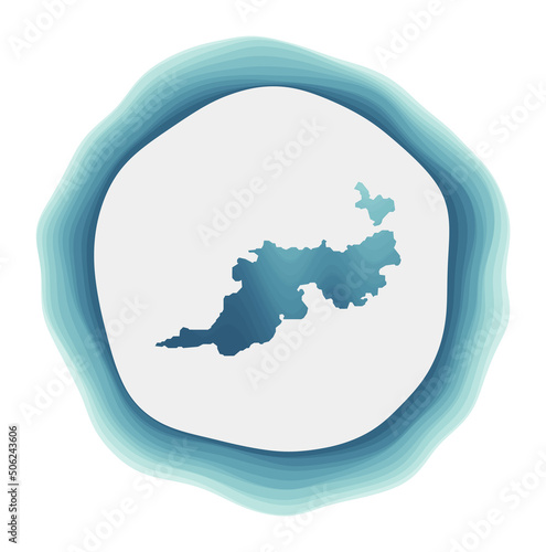 Guana Island logo. Badge of the island. Layered circular sign around Guana Island border shape. Beautiful vector illustration.