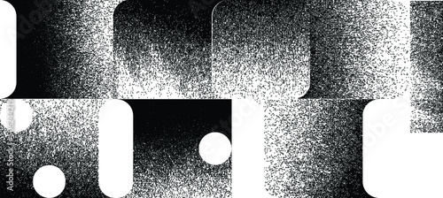 Distorted geometric shape . Minimal art design . Noise destroyed  logo . Trendy grainy shapes . Graph print texture .Spray effect .Grunge texture . Distressed element .vector 