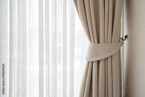 Interior decoration curtains in empty room photo