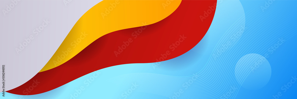 Fototapeta premium Colorful web banner concept with push button. Collection of horizontal promotion banners with gradient colors and abstract dynamic shapes. Header design for website. Vibrant background.