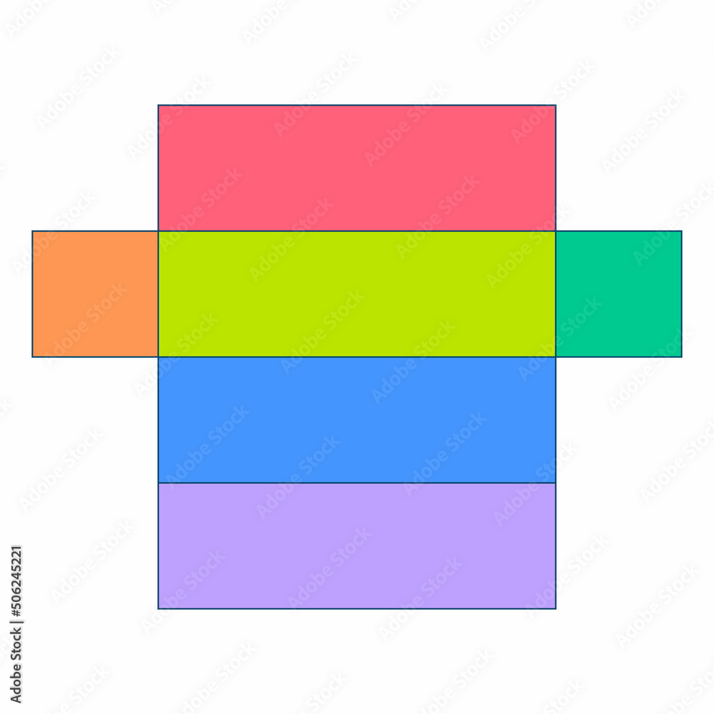 geometric nets of rectangular prism. 3d shapes nets for kids. Lesson worksheet vector illustration isolated on white background