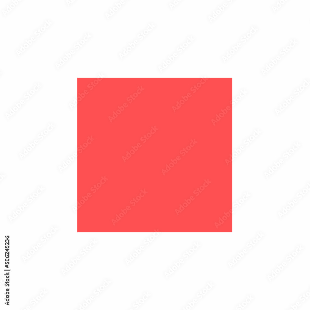 2D square shape in mathematics. Red square shape drawing for kids isolated on white background