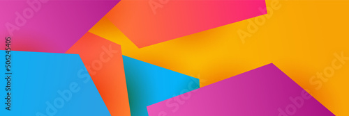 Free Download Abstract colorful polygon banner design template. Colorful tech web banner with geometric shapes backdrop and gradient colors. Vector graphic design banner pattern presentation background. - GFXLoad
