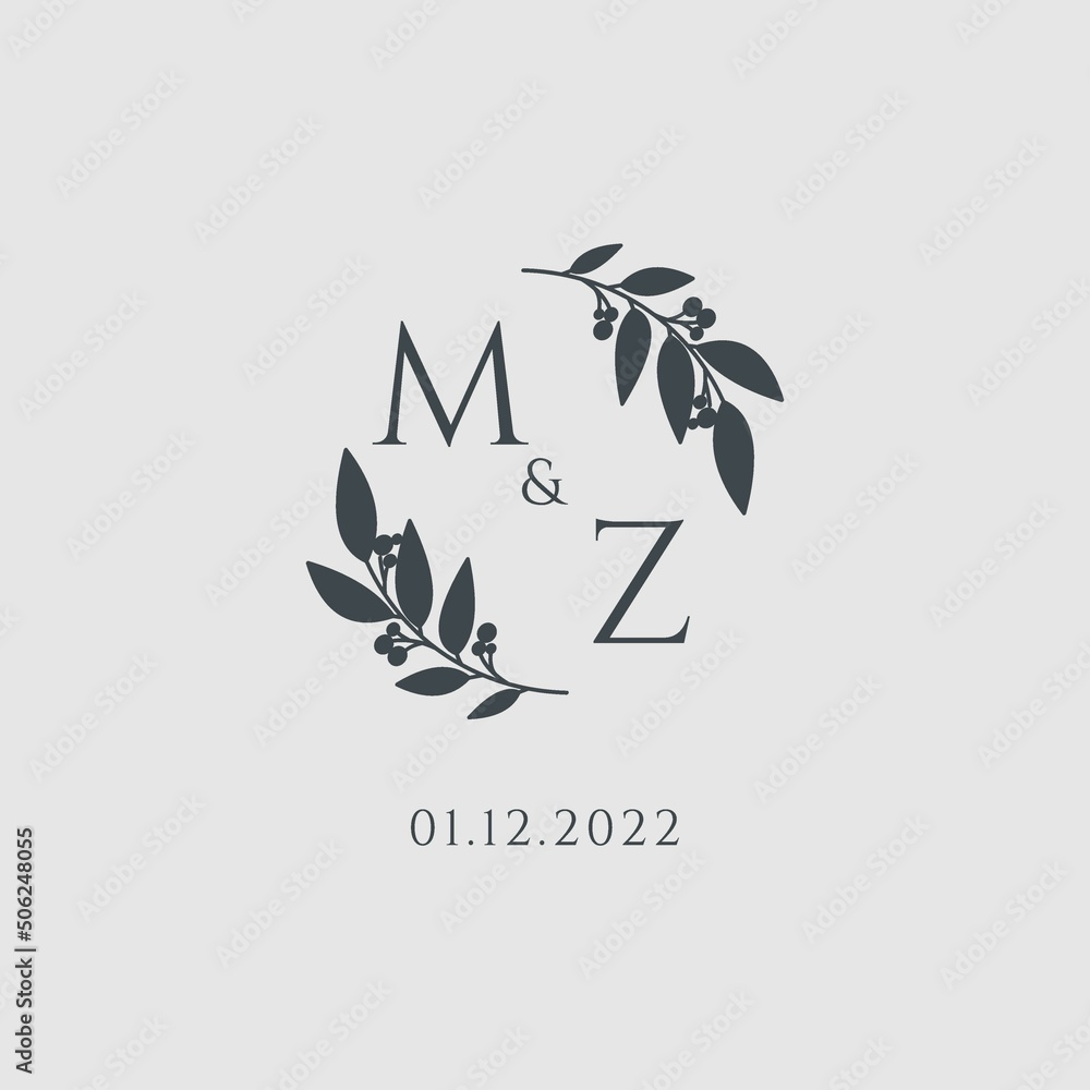 Letter MZ elegant wedding monogram logo design Stock Vector | Adobe Stock