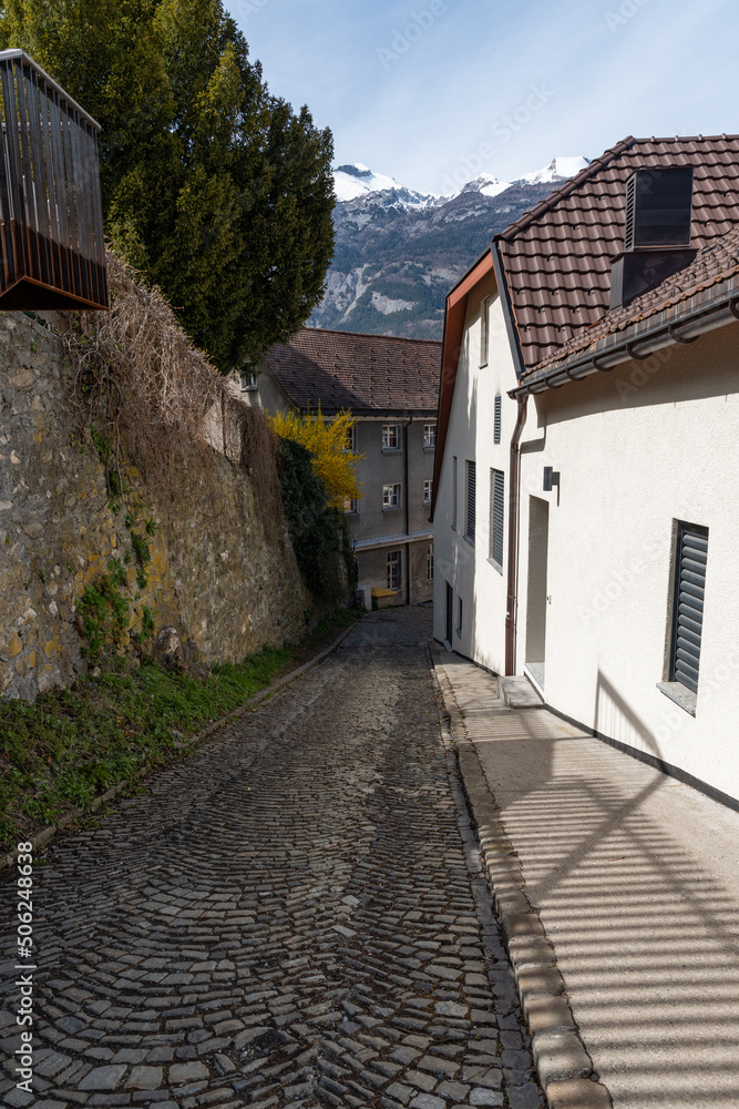 Historic old town in Chur in Switzerland