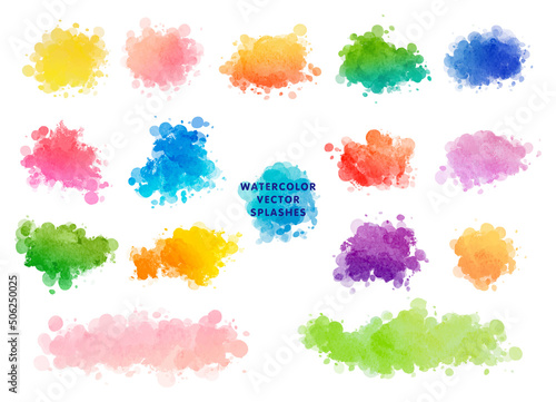 Vector hand drawn watercolor splashes