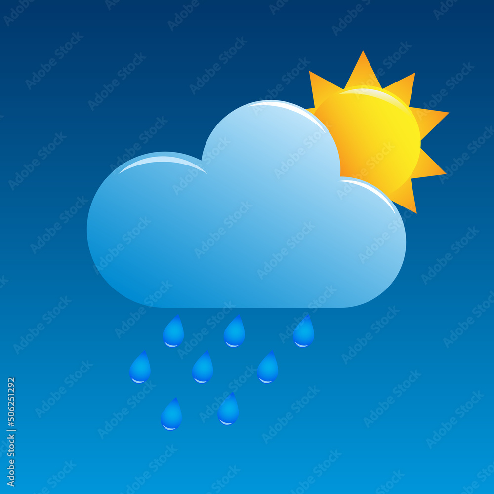 Fototapeta premium sunny day meteorology symbol in calendar sign flat cartoon jpeg image jpg illustration isolated, idea of summer month time image Overcast with sun weather forecast meteo icon