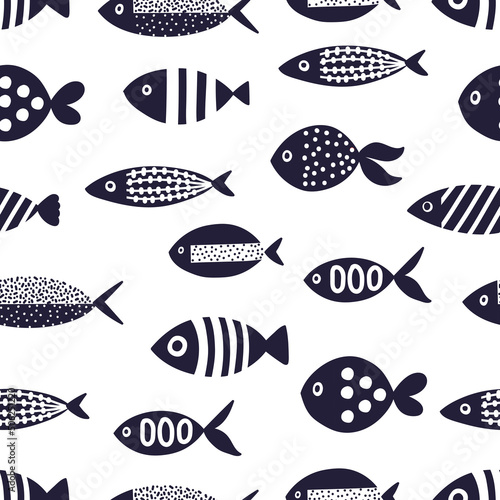 Cute fish. Kids background. Seamless pattern. Can be used in textile industry, paper, background, scrapbooking.