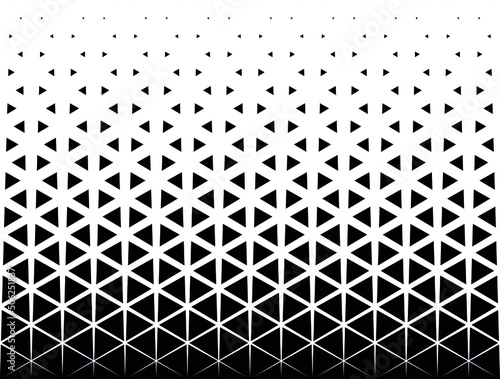 Geometric pattern of black triangles on a white background.Seamless in one direction.Option with a average fade out. Radial method. 21 figures in hight