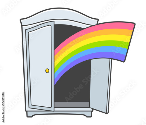 Coming out of the closet LGBT rainbow