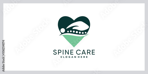 Spine care logo design illustration with love element Premium Vector