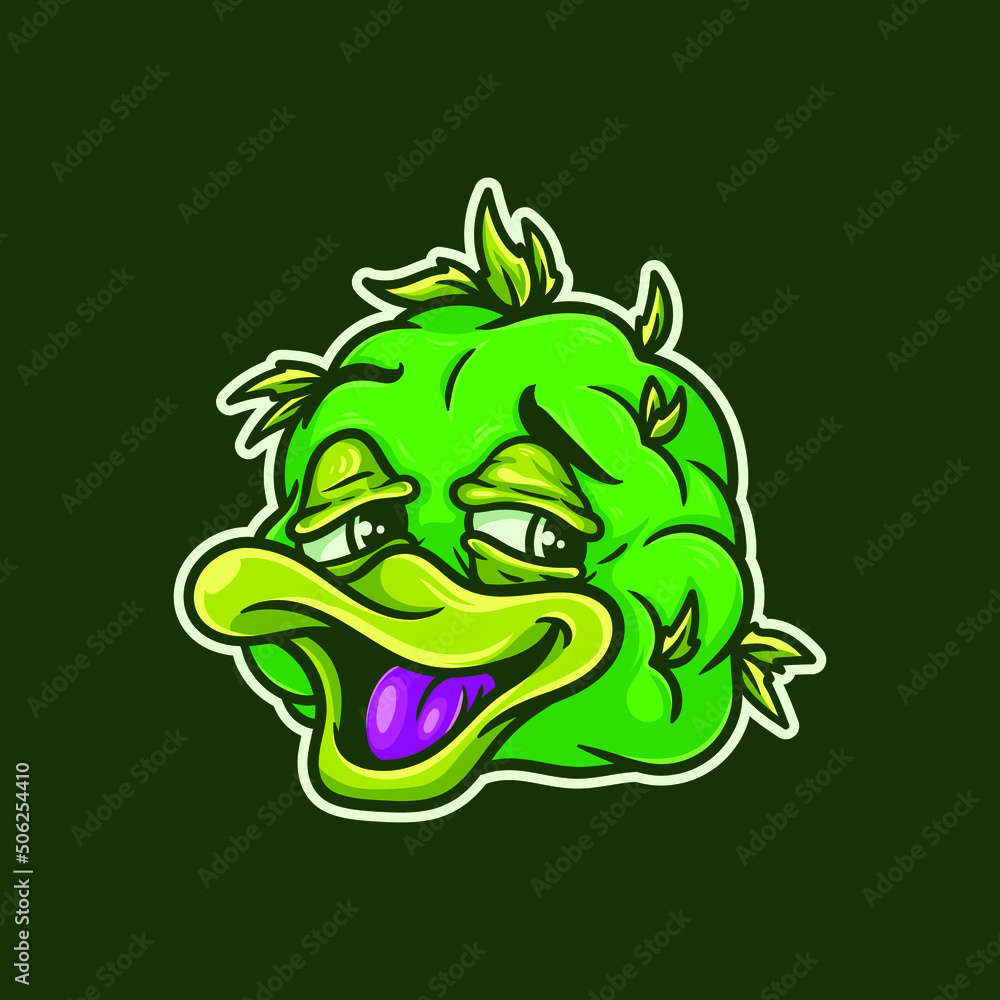 Fototapeta premium Happy Duck Weed Head Mascot Character