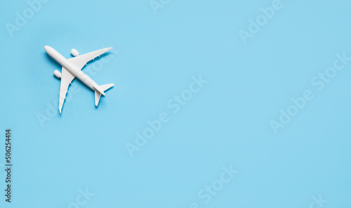 Model plane,airplane on blue pastel color background.