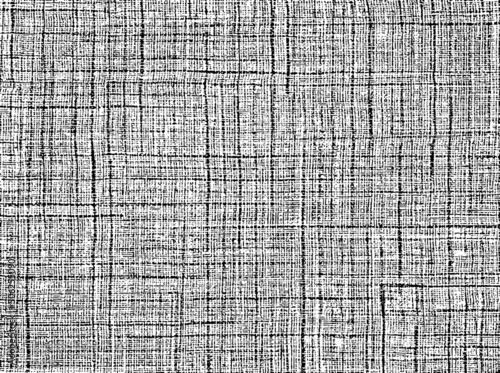 Grunge texture linen fabric. Vector illustration.   Monochrome background of rough canvas