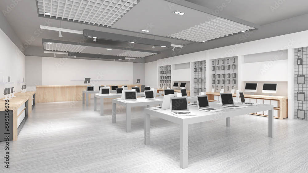 Fototapeta premium mock up computer and gadget shop,Modern design,3d rendering