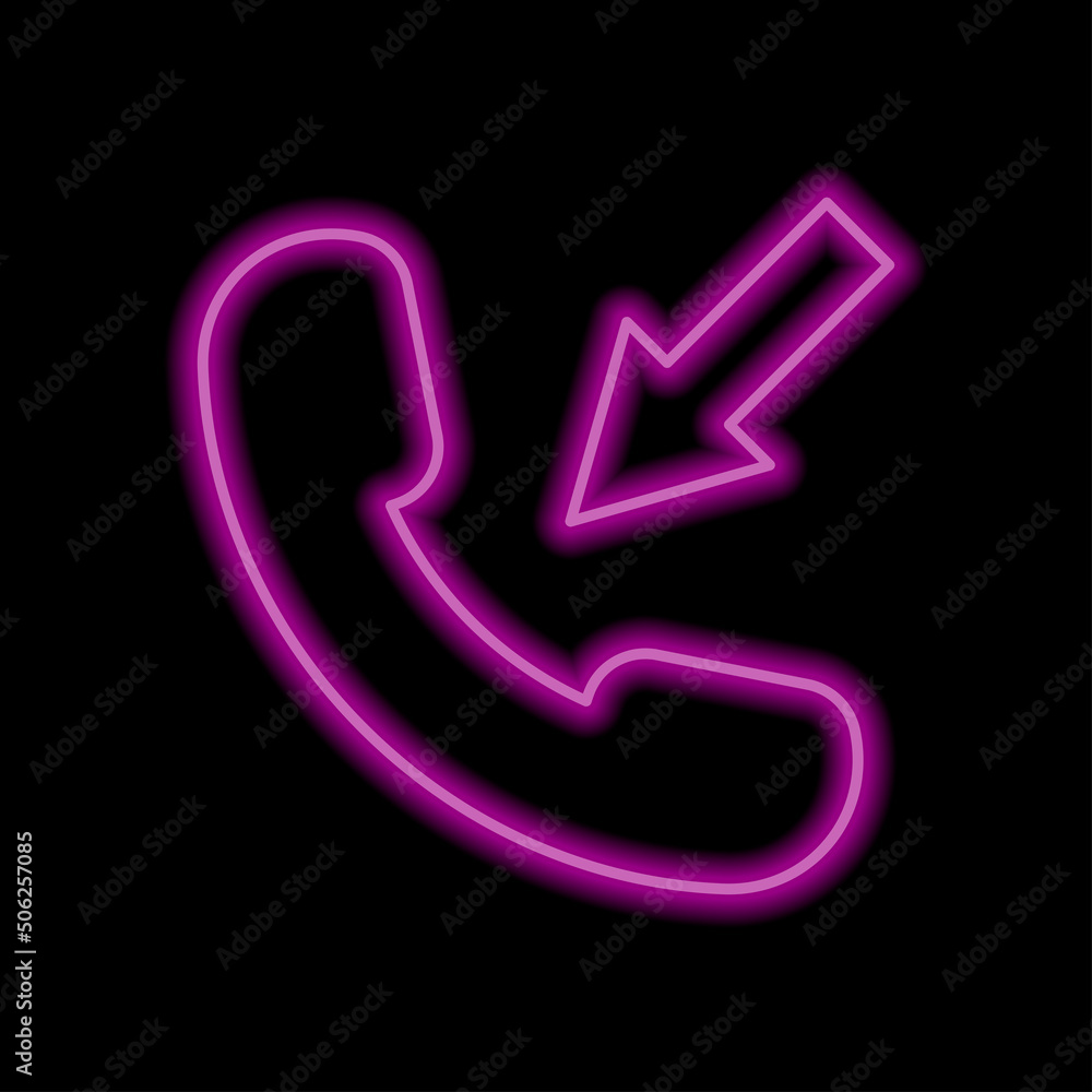 Call icon vector. Flat design. Purple neon style on black background.ai Call icon vector. Flat design. Purple neon style on black background.ai