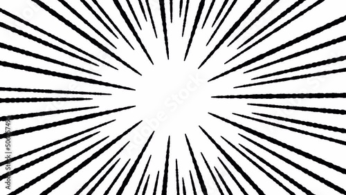 アルファチャンネルつきの黒色のアナログ風の集中線のアニメーションのループ動画